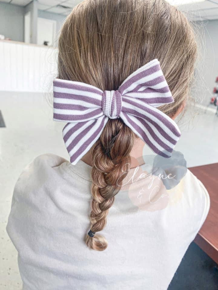 Purple Stripes Bow